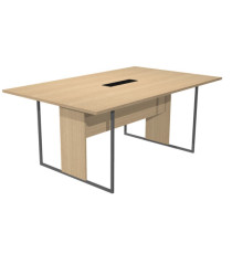 Tavolo riunione Essence - 180 x 110 cm - Rovere - Gamba antracite - Top nero Tavolo riunione Essence - 180 x 110 cm - Rovere - Gamba antracite - Top nero