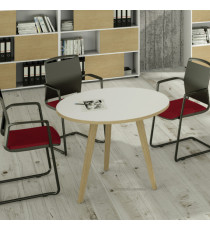 Tavolo riunione tondo Woody - diametro 100 cm - rovere / bianco Tavolo riunione tondo Woody - diametro 100 cm - rovere / bianco