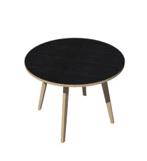 Tavolo riunione tondo Woody - diametro 100 cm - rovere / nero venato Tavolo riunione tondo Woody - diametro 100 cm - rovere / nero venato