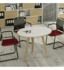 Tavolo riunione tondo Woody - diametro 80 cm - rovere / bianco Tavolo riunione tondo Woody - diametro 80 cm - rovere / bianco