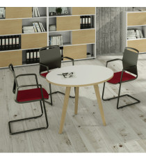 Tavolo rotondo alto Woody - diametro 80 cm - H 105 cm - rovere/bianco