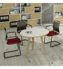 Tavolo rotondo alto Woody - diametro 80 cm - H 105 cm - rovere/bianco