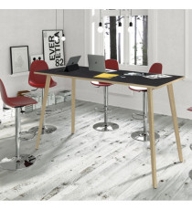 Tavolo rotondo alto Woody - diametro 80 cm - H 105 cm - rovere/nero venato Tavolo rotondo alto Woody - diametro 80 cm - H 105 cm - rovere/nero venato