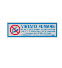 Targhetta adesiva - VIETATO FUMARE (con normativa) - 16,5 x 5 cm - Cartelli Segnalatori Targhetta adesiva - VIETATO FUMARE (con normativa) - 16,5 x 5 cm - Cartelli Segnalatori