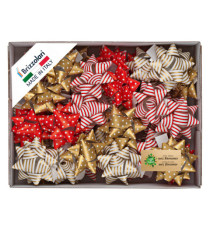 Stelle di nastro ecocarta - 15 mm x diam. 6,5 cm - fantasie assortite natale - Brizzolari - conf. 50 pezzi Stelle di nastro ecocarta - 15 mm x diam. 6,5 cm - fantasie assortite natale - Brizzolari - conf. 50 pezzi