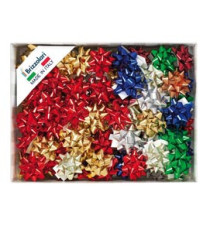 Stelle di nastro metal 6870 - 10 mm - diam. 5 cm - colori assortiti - Brizzolari - conf. 100 pezzi Stelle di nastro metal 6870 - 10 mm - diam. 5 cm - colori assortiti - Brizzolari - conf. 100 pezzi
