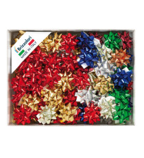 Stelle di nastro metal 6870 - 10 mm - diam. 5 cm - colori assortiti - Brizzolari - conf. 100 pezzi Stelle di nastro metal 6870 - 10 mm - diam. 5 cm - colori assortiti - Brizzolari - conf. 100 pezzi