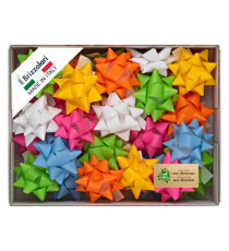 Stelle di nastro similpaper - 20 mm x diam. 9 cm - colori assortiti primavera - Brizzolari - conf. 70 pezzi Stelle di nastro similpaper - 20 mm x diam. 9 cm - colori assortiti primavera - Brizzolari - conf. 70 pezzi