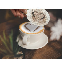 Stencil per caffè - 10 x 12,4 x 0,1 cm - forma cuore e smile - Securit - set 2 pezzi