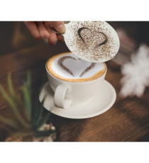 Stencil per caffè - 10 x 12,4 x 0,1 cm - forma cuore e smile - Securit - set 2 pezzi