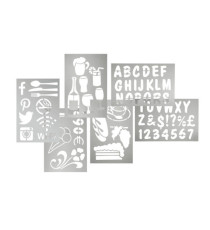 Stencil trasparenti assortiti (lettere, numeri, forme) - 32 x 22 cm - Securit - set 6 pezzi