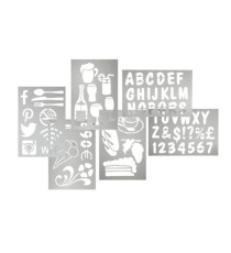 Stencil trasparenti assortiti (lettere, numeri, forme) - 32 x 22 cm - Securit - set 6 pezzi