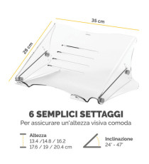Supporto notebook Clarity - 35x27x13,4-20,4cm - Fellowes Supporto notebook Clarity - 35x27x13,4-20,4cm - Fellowes