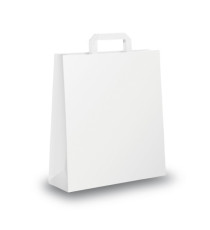 Shopper - maniglia piattina - 26 x 11 x 35 cm - carta kraft - bianco - Mainetti Bags - conf. 25 pezzi Shopper - maniglia piattina - 26 x 11 x 35 cm - carta kraft - bianco - Mainetti Bags - conf. 25 pezzi