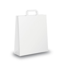 Shopper - maniglia piattina - 26 x 11 x 35 cm - carta kraft - bianco - Mainetti Bags - conf. 25 pezzi