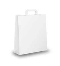 Shopper - maniglia piattina - 45 x 15 x 50 cm - carta kraft - bianco - Mainetti Bags - conf. 25 pezzi
