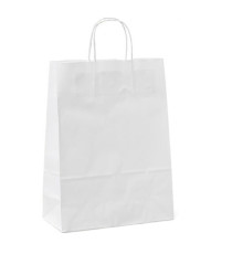 Shopper - maniglie cordino - 26 x11 x 34,5 cm - carta kraft - bianco - Mainetti Bags - conf. 25 pezzi