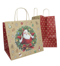 Shopper - maniglie cordino - 35 x 22 x 32 cm - carta biokraft - Big Santa - Mainetti Bags - conf. 15 pezzi
