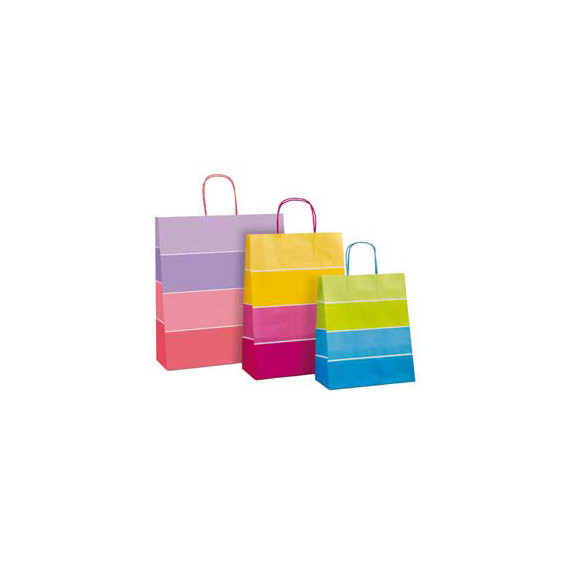 Shopper bicolor - con manici - carta ritorta - 16 x 8 x 21 cm - colori assortiti - Rex Sadoch