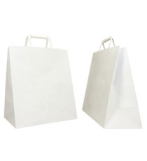 Shopper Flat Large - 28 x 17 x 32 cm - carta kraft - bianco - Mainetti Bags - conf. 250 pezzi