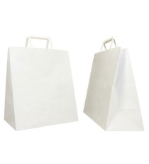 Shopper Flat Large - 28 x 17 x 32 cm - carta kraft - bianco - Mainetti Bags - conf. 250 pezzi