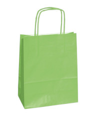 Shopper Twisted - maniglie cordino - 14 x 9 x 20 cm - carta kraft - verde mela - Mainetti Bags - conf. 25 pezzi