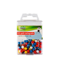 Spilli cartografici a sfera - colori assortiti - Lebez - scatola 100 pezzi Spilli cartografici a sfera - colori assortiti - Lebez - scatola 100 pezzi