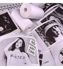 Carta termica adesiva per mini stampante termica bianca - 2.5x5.5cm -Cf. da 5 rotoli -  stampe e etichette chiare e durature Carta termica adesiva per mini stampante termica bianca - 2.5x5.5cm -Cf. da 5 rotoli -  stampe e etichette chiare e durature