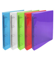 Raccoglitore rigato Crystal Colours - PPL - 4 anelli tondi 30 mm - dorso 4 cm - 22 x 30 cm - colori assortiti - Exacompt