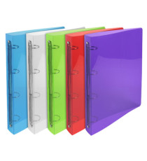 Raccoglitore rigato Crystal Colours - PPL - 4 anelli tondi 30 mm - dorso 4 cm - 22 x 30 cm - colori assortiti - Exacompt