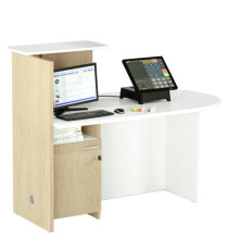 Reception concept - destra - 143 x 83 x 117 cm - bianco/rovere