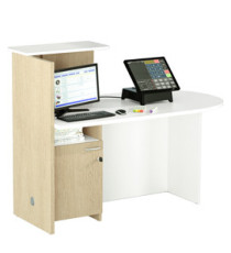 Reception concept - destra - 143 x 83 x 117 cm - bianco/rovere