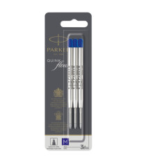 Refill sfera QuinkFlow - punta media - metallo - blu - Parker - blister 3 pezzi