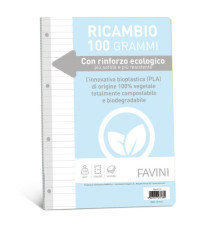 Ricambi forati riforzati ecologico - A4 - 1 rigo - 100 gr - Favini - conf. 40 pezzi