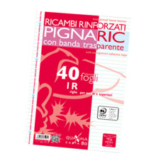 Ricambi forati rinforzati Pignaric - A4 - 1 rigo - 40 fogli - 80gr - Pigna Ricambi forati rinforzati Pignaric - A4 - 1 rigo - 40 fogli - 80gr - Pigna