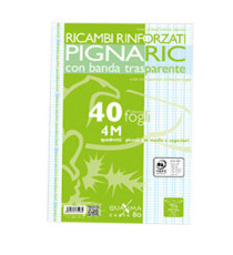 Ricambi forati rinforzati Pignaric - A4 - quadretto 4mm - 40 fogli - 80gr - Pigna