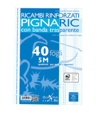 Ricambi forati rinforzati Pignaric - A4 - quadretto 5mm - 40 fogli - 80gr - Pigna