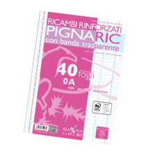 Ricambi forati rinforzati Pignaric - A4 - rigo di 1a - 40 fogli - 80gr - Pigna Ricambi forati rinforzati Pignaric - A4 - rigo di 1a - 40 fogli - 80gr - Pigna