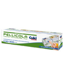 Roll pellicola trasparente - con seghetto - 300 mm x 300 m - PVC - Cuki Professional