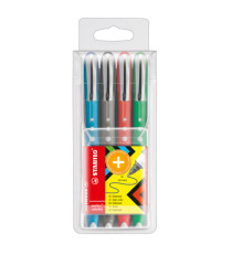 Roller  Worker Colorful con cappuccio - tratto 0,5mm - colori assortiti  - Stabilo - astuccio 4 roller Roller  Worker Colorful con cappuccio - tratto 0,5mm - colori assortiti  - Stabilo - astuccio 4 roller