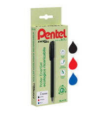 Roller Energel Recycology 96% - punta 0,7 mm - nero/rosso/blu - Pentel - conf. 3 pezzi Roller Energel Recycology 96% - punta 0,7 mm - nero/rosso/blu - Pentel - conf. 3 pezzi