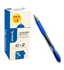 Roller gel a scatto G 2 - punta 0,7mm  - blu - Pilot - conf. 16 + 4 pezzi Roller gel a scatto G 2 - punta 0,7mm  - blu - Pilot - conf. 16 + 4 pezzi