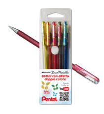 Roller gel Hybrid Dual Metallic - punta 1,0mm - 5 colori assorititi  - Pentel - astuccio 5 roller Roller gel Hybrid Dual Metallic - punta 1,0mm - 5 colori assorititi  - Pentel - astuccio 5 roller