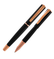 Roller Linea Impressa - punta M - nero/rosegold - Monteverde Roller Linea Impressa - punta M - nero/rosegold - Monteverde