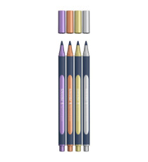 Roller Metallic 050 - tratto 0,4 mm - colori metallici assortiti - Schneider - astuccio 4 pezzi Roller Metallic 050 - tratto 0,4 mm - colori metallici assortiti - Schneider - astuccio 4 pezzi