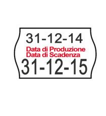Rotolo da 1000 etichette a onda per Printex Smart 16/2616 - DATA PRODUZIONE / DATA SCADENZA - 26x16 mm - adesivo permane Rotolo da 1000 etichette a onda per Printex Smart 16/2616 - DATA PRODUZIONE / DATA SCADENZA - 26x16 mm - adesivo permane