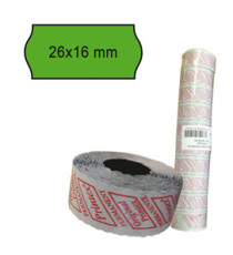 Rotolo da 1000 etichette a onda per Printex Smart 16/2616 e Z Maxi 6/2616 - 26x16 mm - adesivo permanente - verde - Prin Rotolo da 1000 etichette a onda per Printex Smart 16/2616 e Z Maxi 6/2616 - 26x16 mm - adesivo permanente - verde - Prin