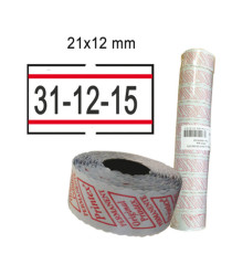 Rotolo da 1000 etichette per Printex Smart - 21x12 mm - adesivo permanente - bianco con righe rosse - Printex - Pack 10