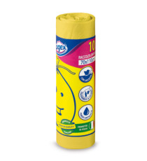 Sacchi per immondizia - 70x110 cm - 120 L - 16 micron - giallo - Logex Professional - rotolo da 10 sacchetti Sacchi per immondizia - 70x110 cm - 120 L - 16 micron - giallo - Logex Professional - rotolo da 10 sacchetti