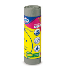Sacchi per immondizia - 70x110 cm - 120 L - 16 micron - grigio - Logex Professional - rotolo da 10 sacchetti